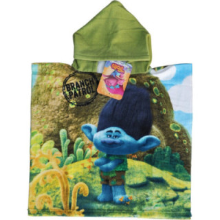 Trolls Branch, poncho toalla infantil de microfibra con capucha