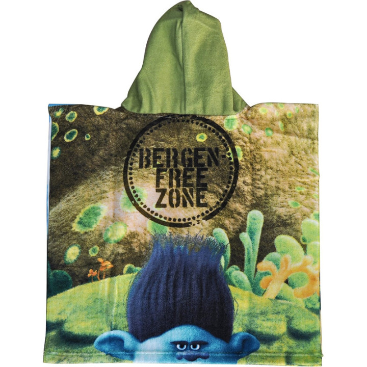 Trolls Branch, poncho toalla infantil de microfibra con capucha
