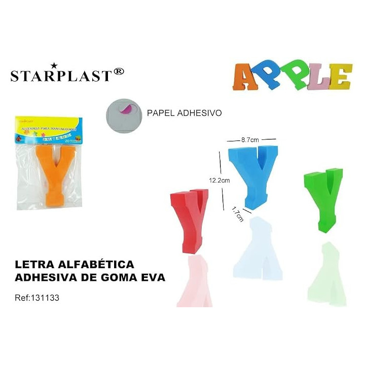 Starplast, letra Y adhesiva de goma EVA de 12,2 cm, color surtido