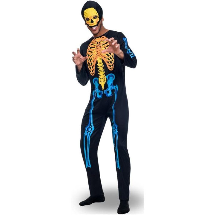 Disfraz de esqueleto de colores para adulto, talla M/L