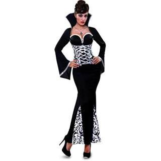 Disfraz de Vampira blanca y negra para mujer, talla M/L