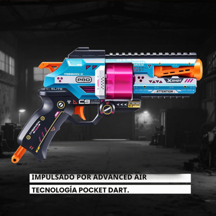 X-Shot Pro Break Barrel, lanzador con cilindro de 6 dardos y 20 dardos