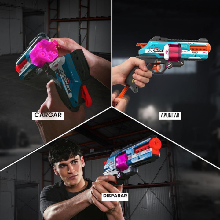 X-Shot Pro Break Barrel, lanzador con cilindro de 6 dardos y 20 dardos