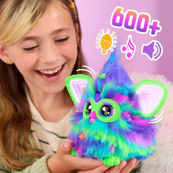 Furby Galaxy, peluche interactivo que brilla en la oscuridad - Versión Española