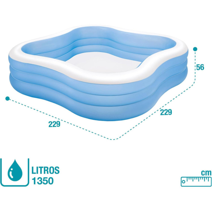 Intex 57495, piscina hinchable de 1.350 litros, 229 × 229 × 56 cm