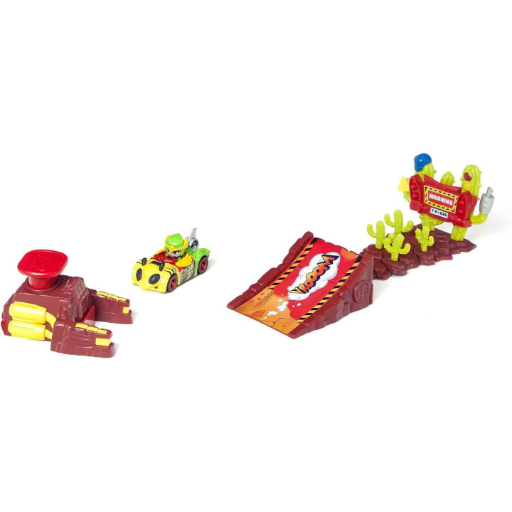 T-Racers Eagle Jump Challenge, lanzador con rampa, coche y piloto