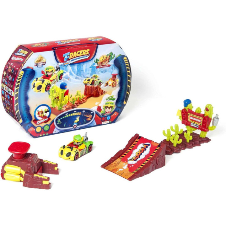 T-Racers Eagle Jump Challenge, lanzador con rampa, coche y piloto