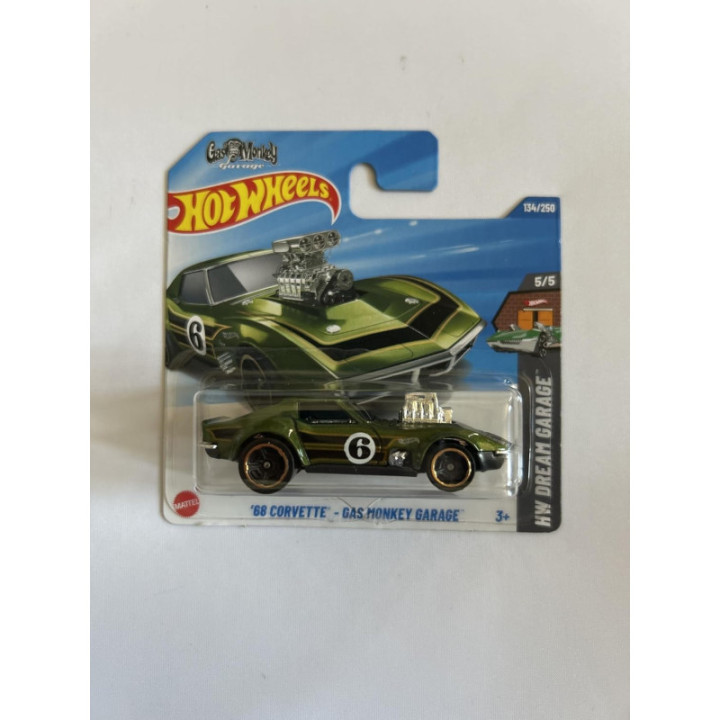 Hot Wheels HYY74, 134/250 '68 Corvette - Gas Monkey Garage, coche a escala 1:64, colección 2025
